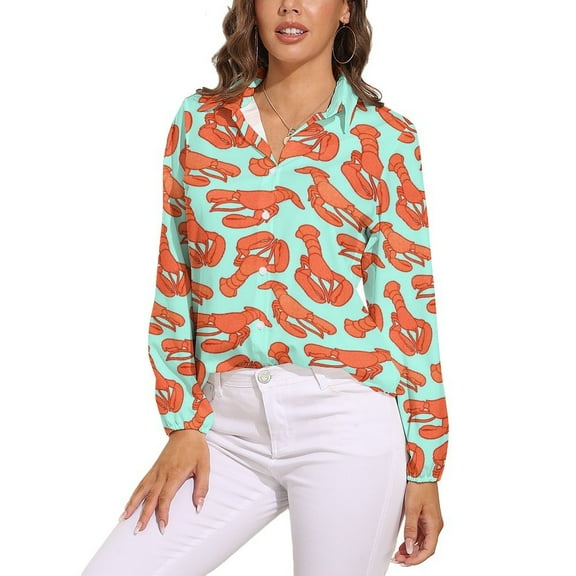 Lobster Addiction Long Sleeve Blouse Woman Streetwear Casual Shirts Summer Oversize Woman Streetwear Clothing Birthday Present