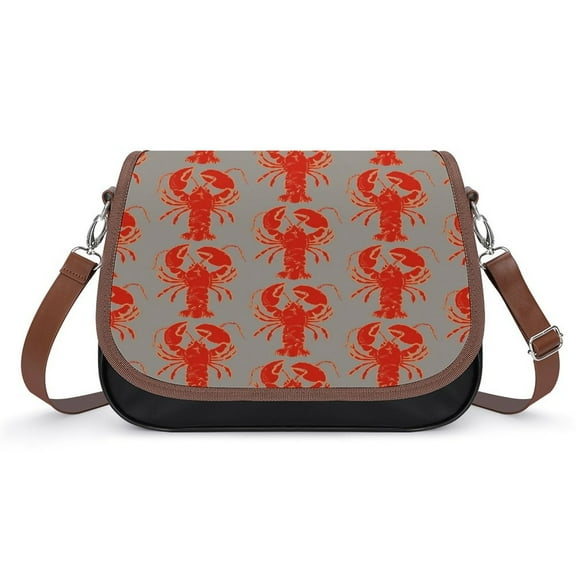 Lobster Art Prints Vintage Crossbody Bag for Women Medium Leather Hobo Bags Shoulder Bag Classic City Leather Satchels