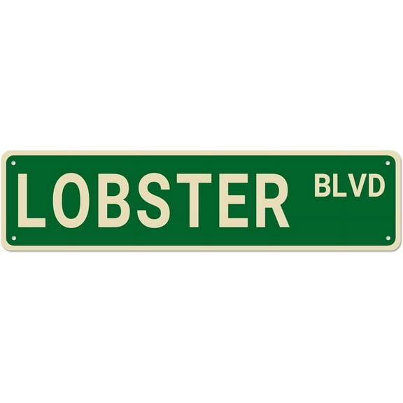 Lobster BLVD Street Sign, Lobster Sign Lobster Decor Lobster Lover Gift, Funny Wall Decor for Home/Beach House/Kitchen, Quality Metal Signs 16x4 Inch