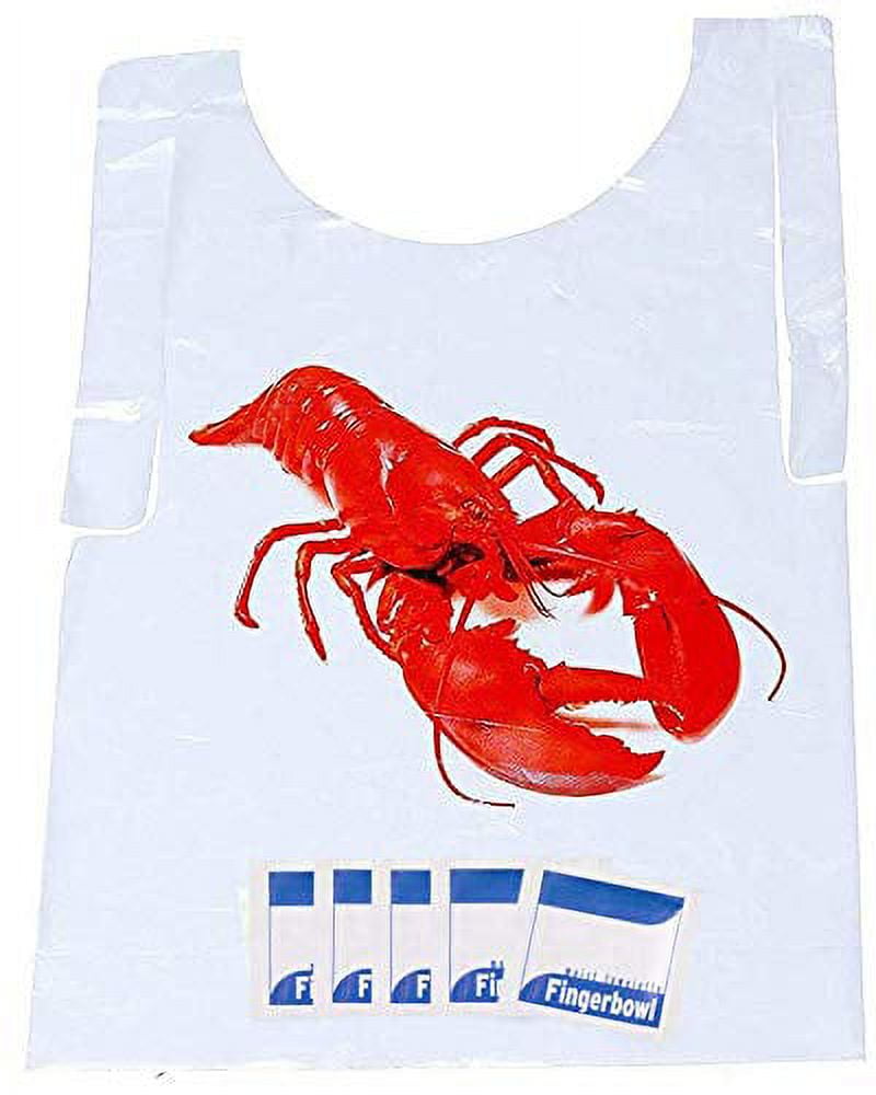 Lobster Bib and Wet Wipe Bundle 25 Disposable Bibs and Moist