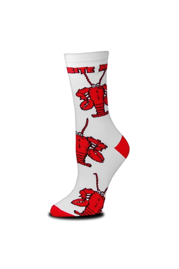 Lobster Bite Me White Medium Socks
