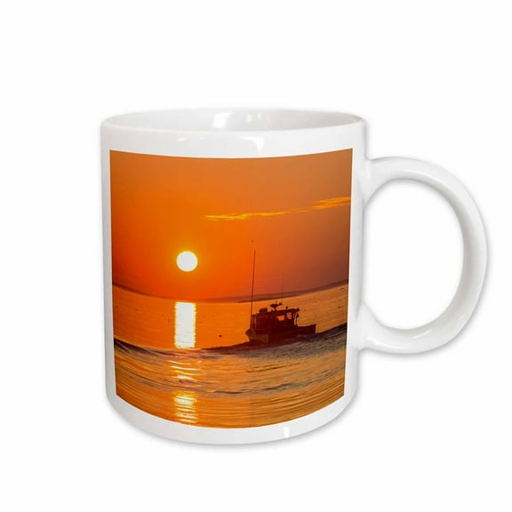 3drose, Lobster Boat at Sunrise in a Harbor in South Thomaston, Maine., 11oz Mug
