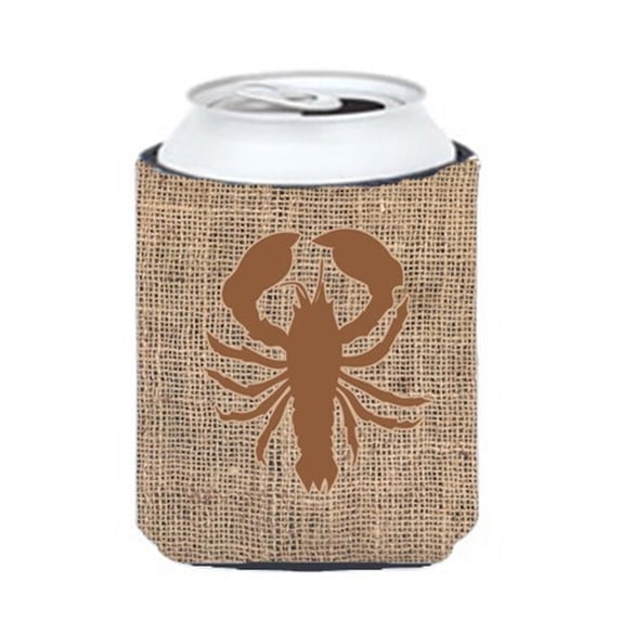 Lobster Burlap And Brown Can Or Bottle Hugger