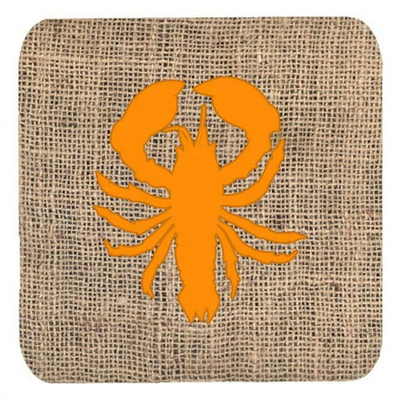Lobster Burlap And Orange Foam Coasters - Set 4, 3.5 x 3.5 In.