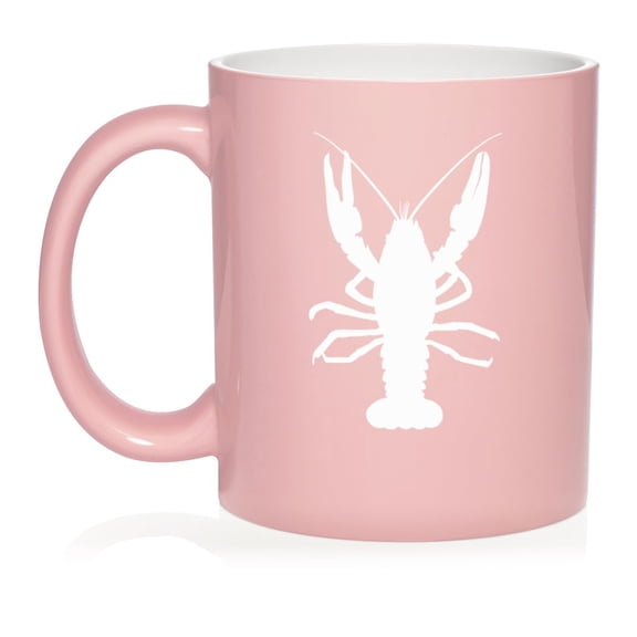 Lobster Ceramic Coffee Mug Tea Cup Gift for Her, Him, Friend, Coworker, Wife, Husband (11oz Light Pink)