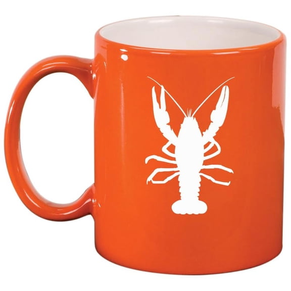Lobster Ceramic Coffee Mug Tea Cup Gift for Her, Him, Friend, Coworker, Wife, Husband (11oz Orange)