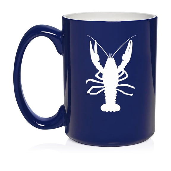 Lobster Ceramic Coffee Mug Tea Cup Gift for Her, Him, Friend, Coworker, Wife, Husband (15oz Blue)