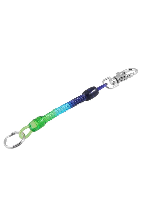 Lobster Clasp Blue Green  Stretchy Coil Cord Strap Keychain Key Chain Rope