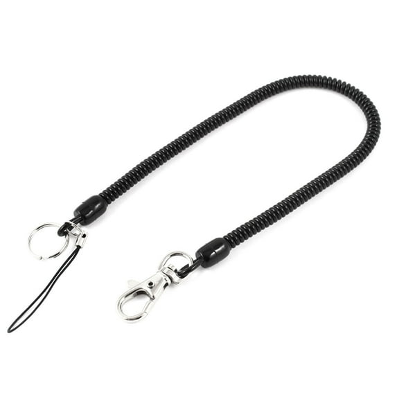 Lobster Clasp Keys Hanging Holder Coil Keychain Keyring Black