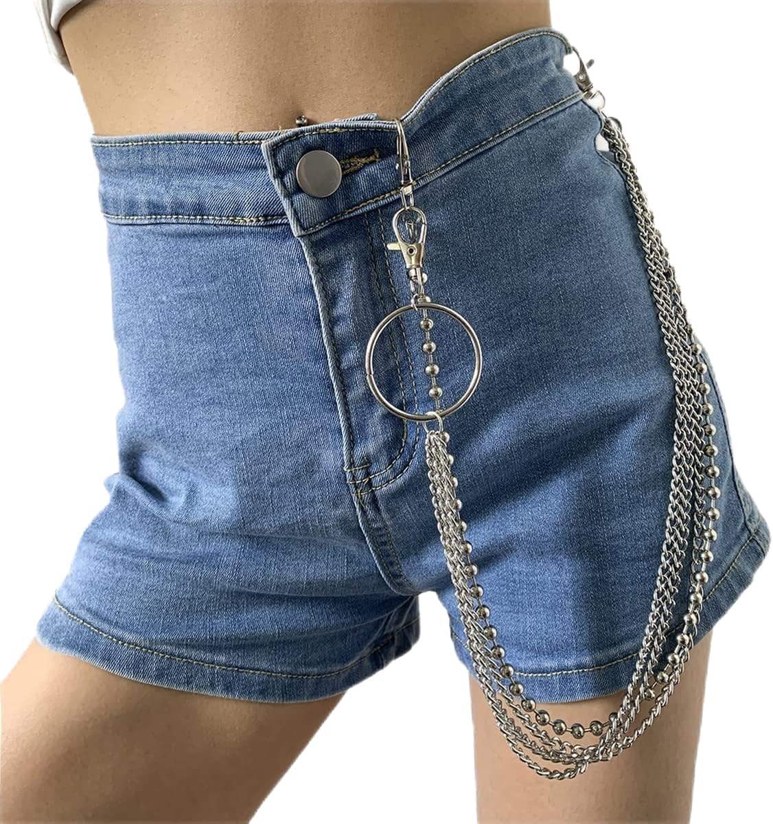 Chain pants punk hip hop chain jeans for hat decoration suit accessories outdoor silver 2 pcs, Foema gorro graduación, Foema gorro graduación