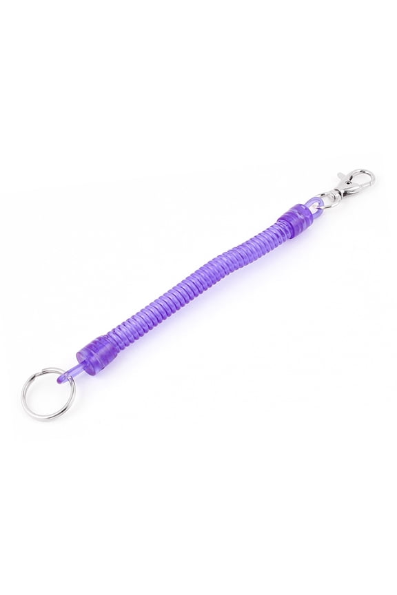 Lobster Clasp Stretchy Keyring Key Chain Coil Strap Rope Purple