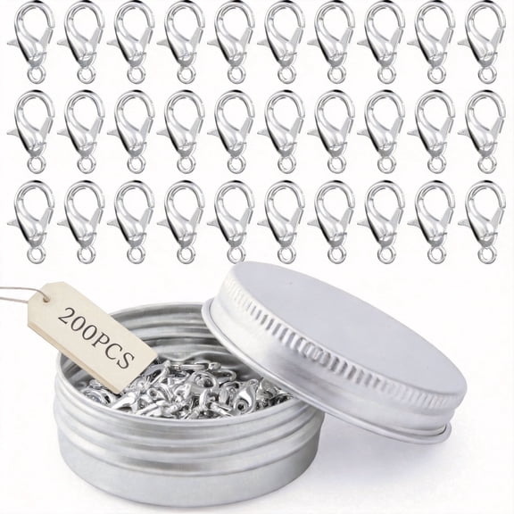 Lobster Clasps 200PCS Metal Alloy Claw Hook Small Jewelry Fastener for Necklace Bracelet DIY Making 12mm x 6mm Nickel