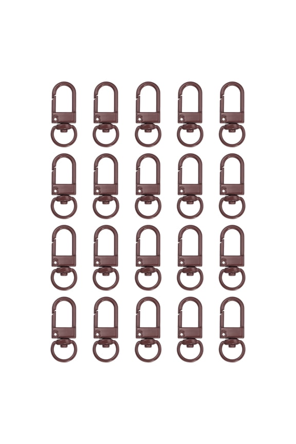 Lobster Claw Clasps, 20Pcs 33mm - Metal Swivel Clasps Snap Hook, Lanyard Clips for Bag Keychains Purses Charm Jewelry Making Connector DIY Craft Accessories (Dark Brown)