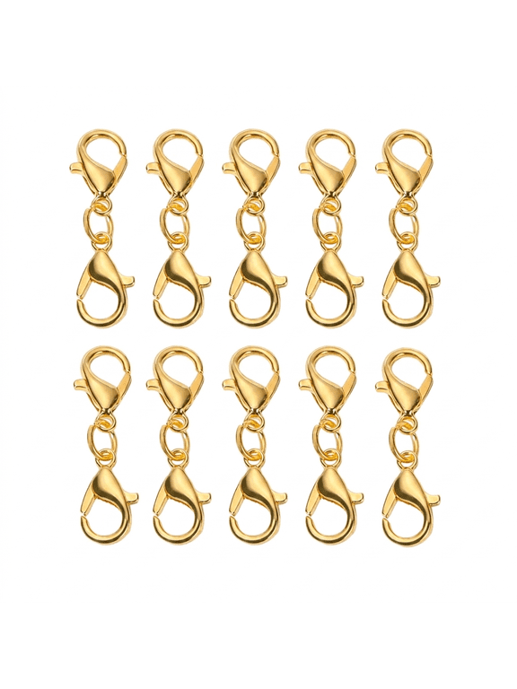 Lobster Claw Clasps, 50pcs 2.6cm Gold Necklace Connector Double Ended Jewelry Clasps Zinc Alloy Bracelet Hooks Polished Metal Key Chain Hooks For Jewelry Making And Keychain Rings DIY Crafts