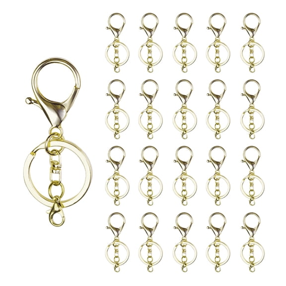 Lobster Claw Clasps Kit 20 Sets, Golden Zinc Alloy Swivel Hooks with Flat Split Rings and Small Clasps for DIY Jewelry Making, Keychains, Bag, Dog Collar, Craft Supplies
