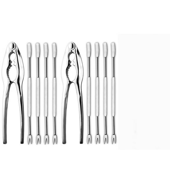 Lobster Crackers and Picks Set,10-Piece Crab Leg Cracker Tools - Stainless Steel Seafood Crackers & Forks Nut Cracker Set - Dishwasher Safe