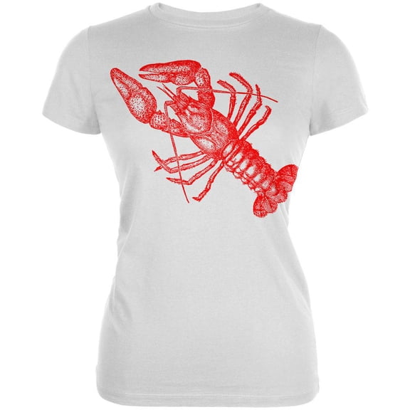Lobster Crustacean Copperplate Juniors Soft T Shirt White X-LG