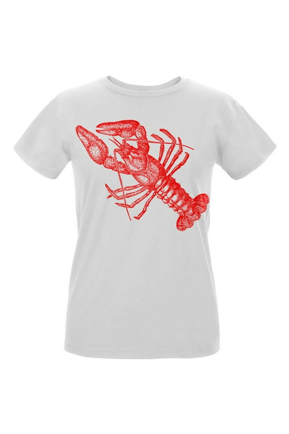 Lobster Crustacean Copperplate Womens Organic T Shirt White LG