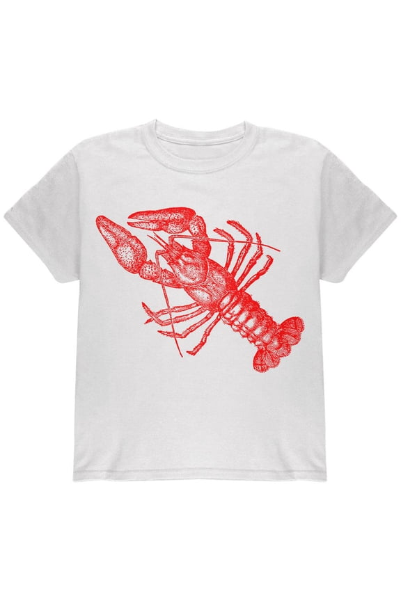 Lobster Crustacean Copperplate Youth T Shirt White YXL
