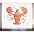 thumbnail image 1 of Ambesonne Lobster Curtains 2 Panel Set, Nature Exotic Seafood Print, 108" x 108", Vermilion White, 1 of 3