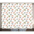 thumbnail image 1 of Ambesonne Lobster Curtains 2 Panel Set, Watercolor Crustacean, 108" x 90", Vermilion Khaki and Grey, 1 of 3
