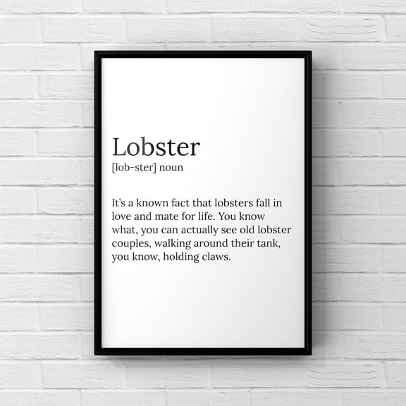 Lobster Definition Poster, Friends Show Fan Art Home Decor, 12x18 UNFRAMED