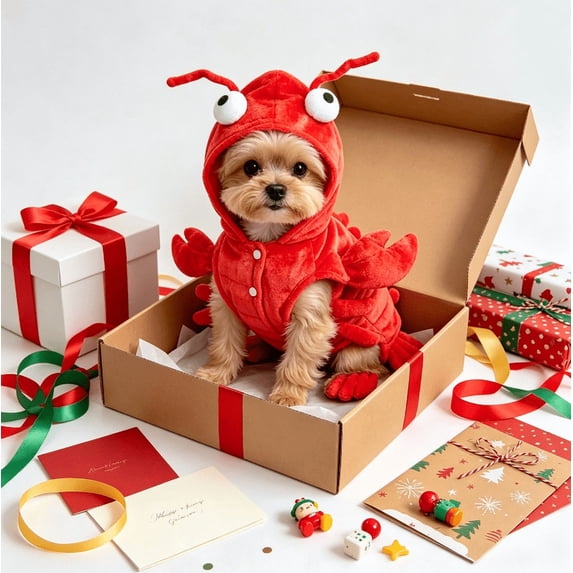 Lobster Dog Outfit Full Body Flexible Halloween Party Cosplay Apparel Easy Snap Closure for Dachshund Small Medium Pets L