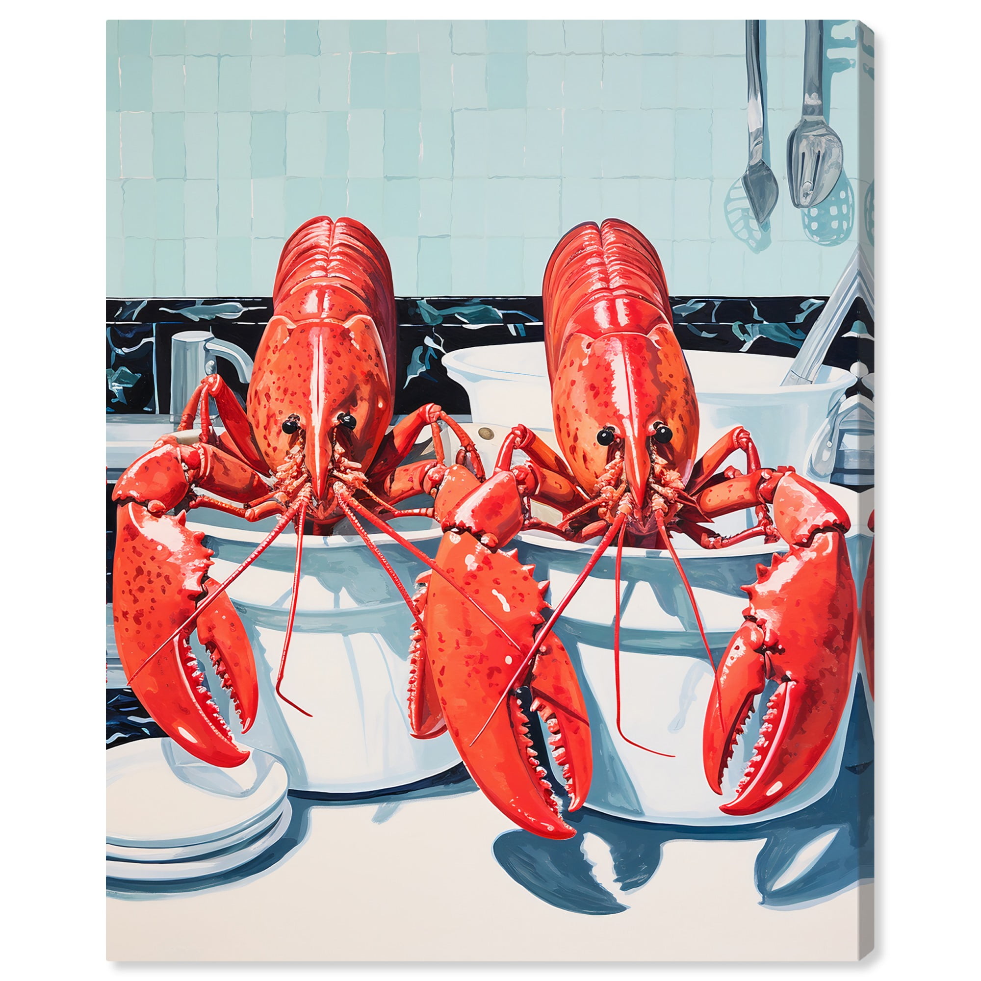 Lobster Exquisito Red and Blue Canvas Wall Art