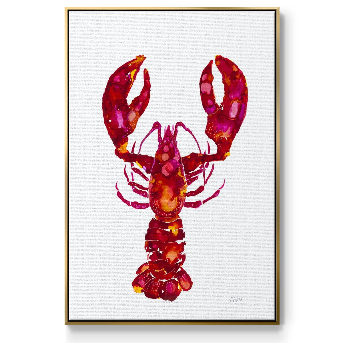 Lobster Framed Premium Gallery Wrapped Canvas - Ready to Hang - 17 x 25 - Gold Floating Frame