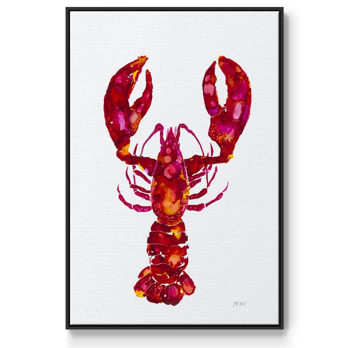 Lobster Framed Premium Gallery Wrapped Canvas - Ready to Hang - 25 x 37 - Black Floating Frame