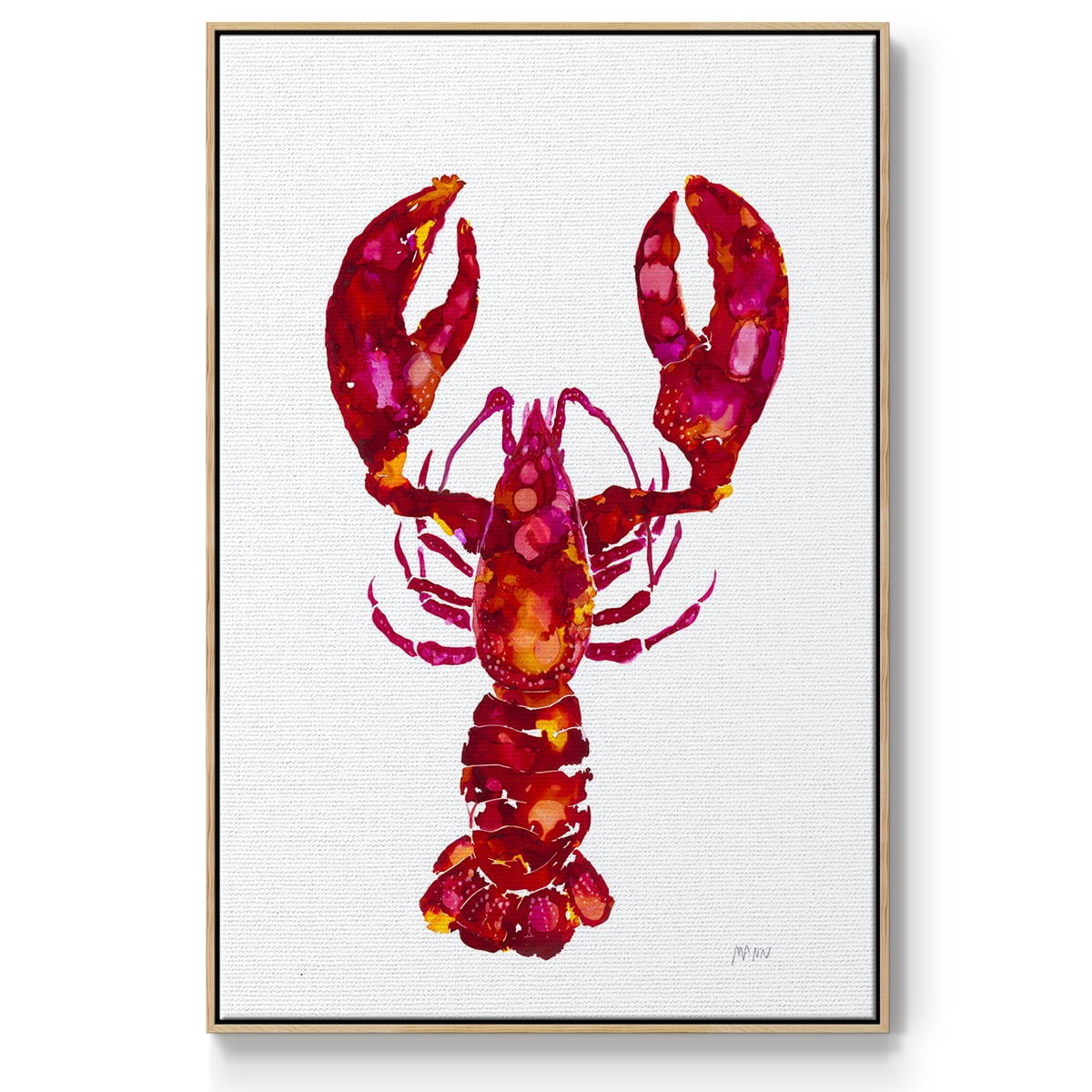 Lobster Framed Premium Gallery Wrapped Canvas - Ready to Hang - 25 x 37 - Natural Wood Floating Frame