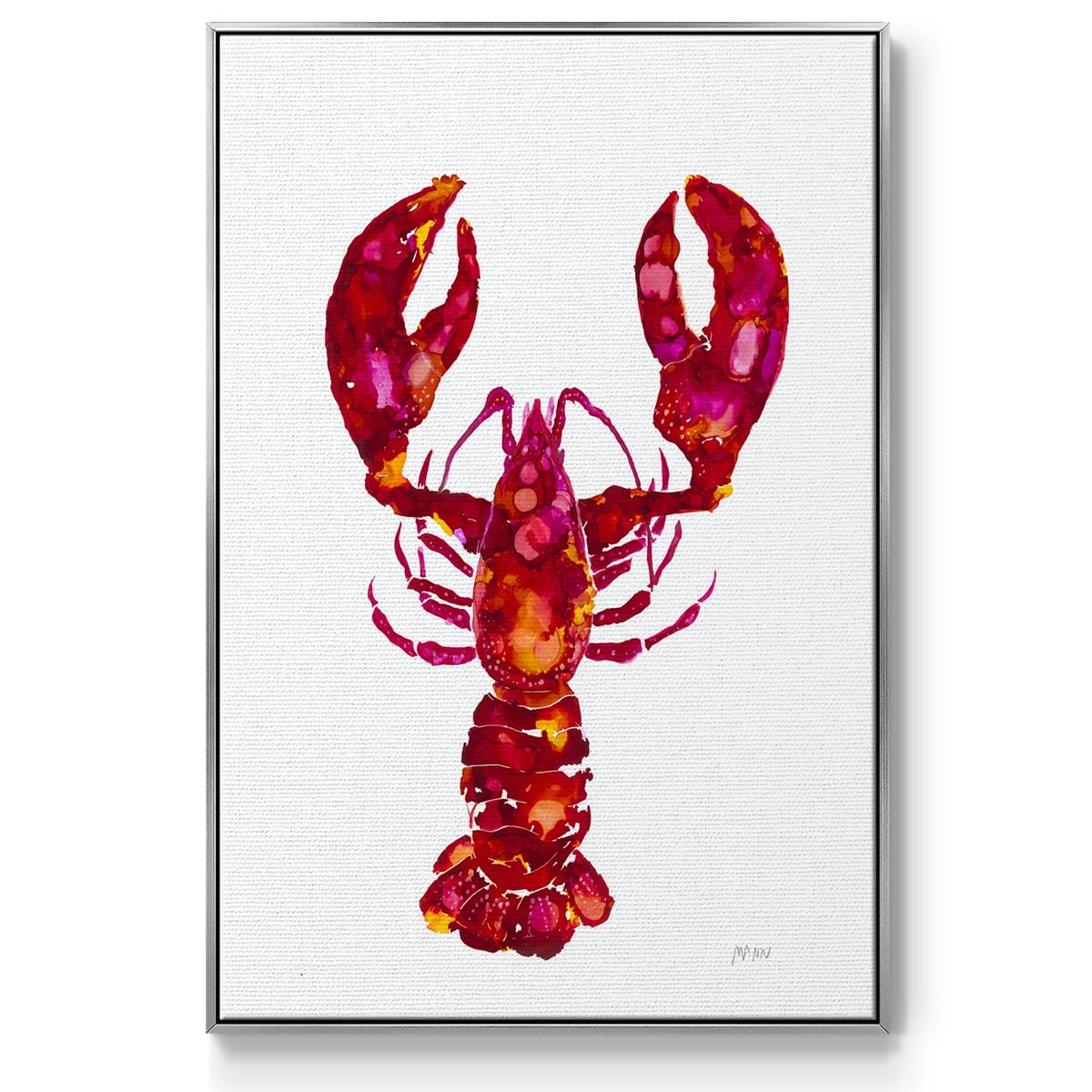 Lobster Framed Premium Gallery Wrapped Canvas - Ready to Hang - 25 x 37 - Silver Floating Frame