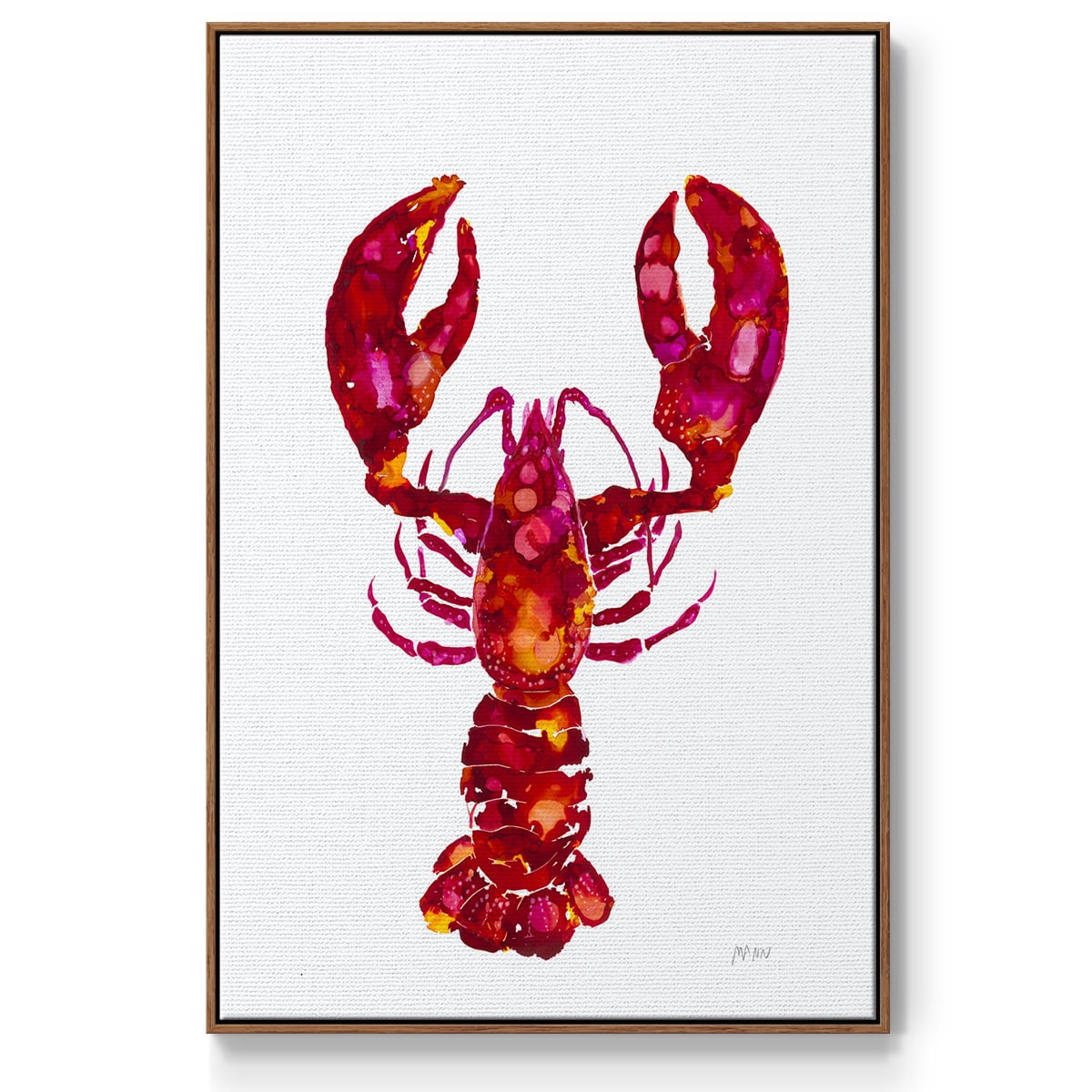 Lobster Framed Premium Gallery Wrapped Canvas - Ready to Hang - 27 x 41 - Walnut Floating Frame