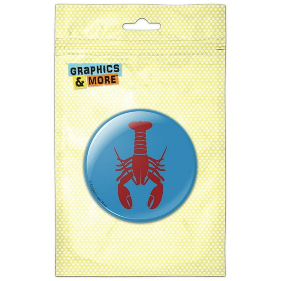Lobster Fresh Red Seafood Crustacean on Blue Refrigerator Button Magnet