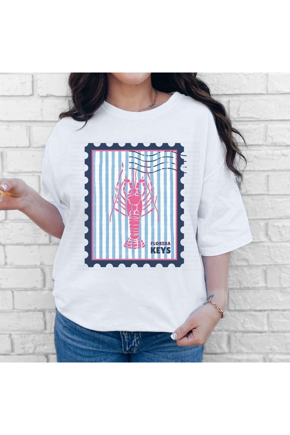 Lobster Graphic Tee Coastal Trendy Lobster Shirt Preppy Beach Oversized Top Florida Keys Vacation Summer Tee Girls Beach Ocean Lover Gift