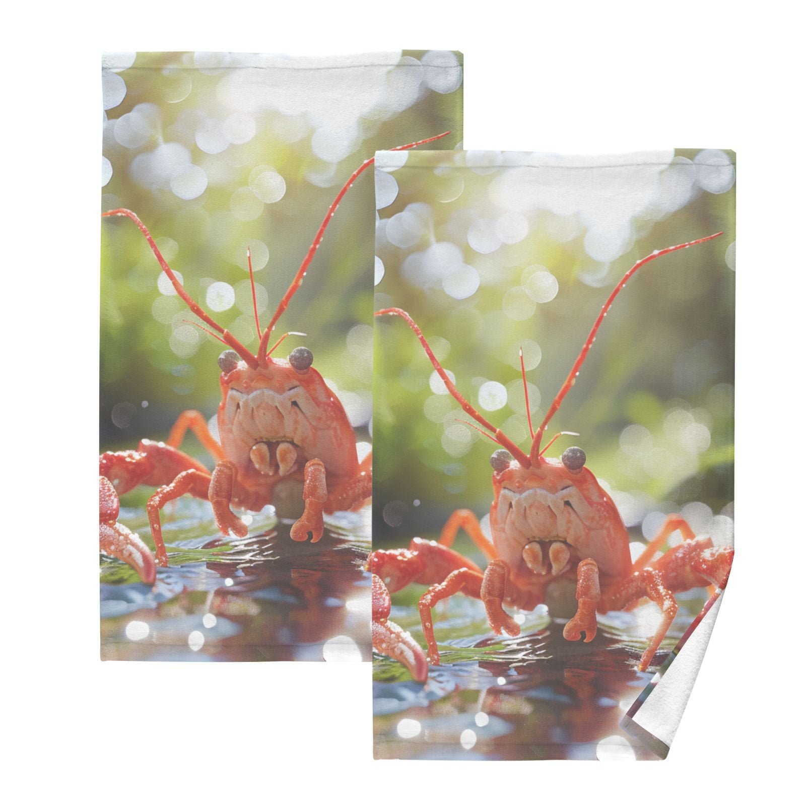 Lobster Hand Towels Cotton Bath Towels Large Face Towels Absorbent for Bathroom 2 Packs