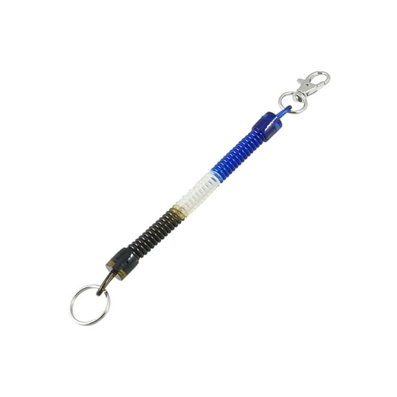 Lobster Hook Blue Clear Black  Stretchy Coil Keychain Key Chain Strap Rope