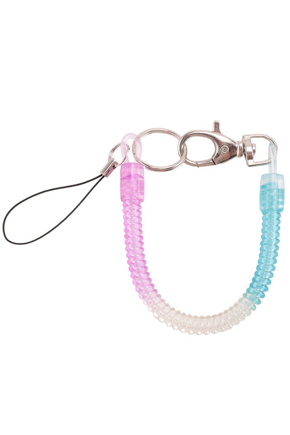 Lobster Hook Blue Spring Stretchy Coil Keyring Keychain Strap Rope Cord,1 x Spring Coil Keychain,,Blue,White