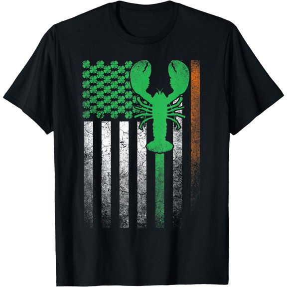 Lobster Irish American Flag St. Patrick's Day Saint Paddy's T-Shirt