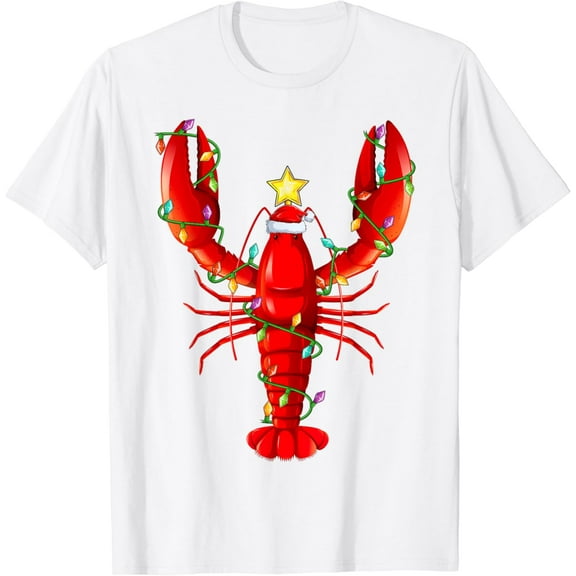 Lobster Lighting Xmas Tree Matching Lobster Christmas T-Shirt