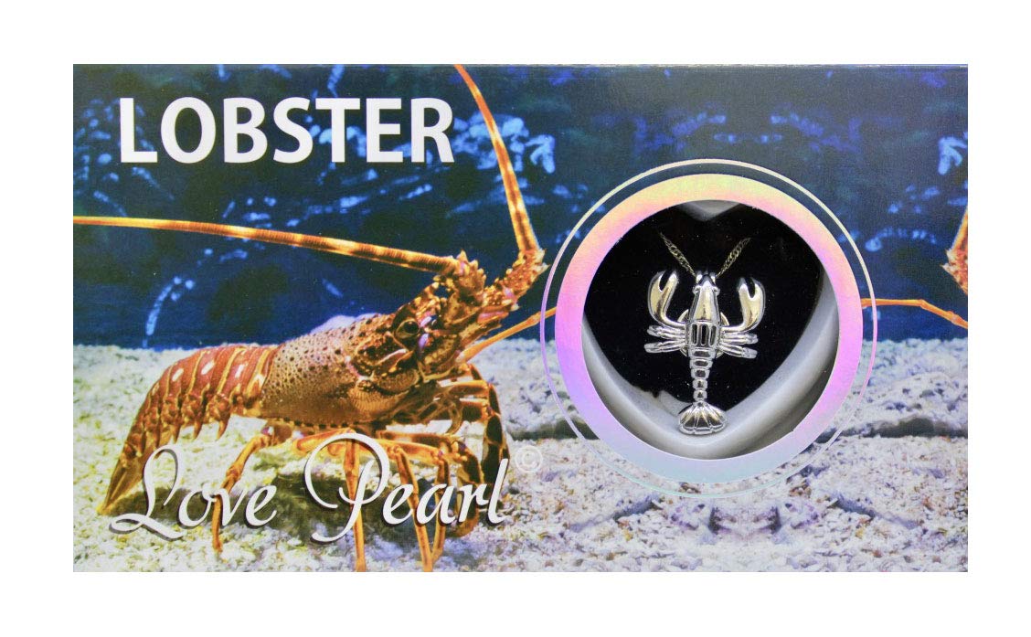 PUKA CREATIONS Lobster Love Wish Pearl Kit Chain Necklace Kit Pendant Cultured Pearl in Kit Set with Stainless Steel Chain 16"