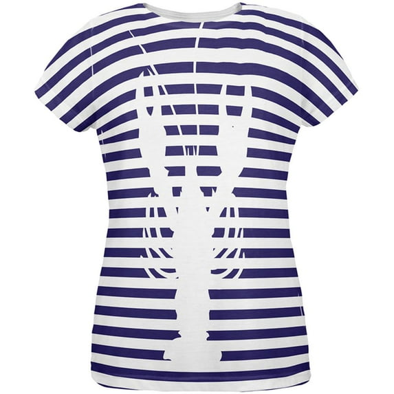 Lobster Navy Nautical Stripes All Over Womens T Shirt Multi SM