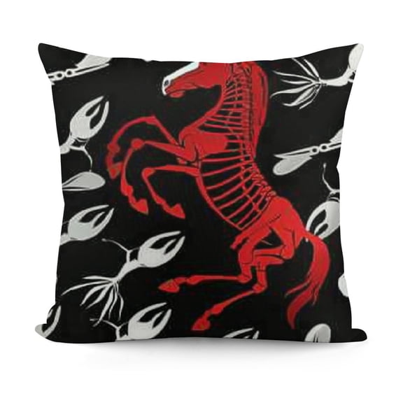 Lobster Pillow Sham, Ocean Fauna Theme Group of Lobsters as Silhouette Shapes Pattern, Decorative Standard Size Printed Pillowcase,Vermilion White