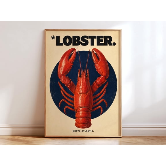 Lobster Poster, Seafood Kitchen Wall Art, Bold Lobster Print, North Atlantic Food Poster, Coastal Kitchen Decor , Poster Print Only