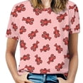 thumbnail image 1 of Lobster Print Pink Women's Short Sleeve Tops Casual Blouses T Shirt, 1 of 6