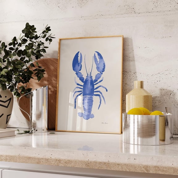 Lobster Print, Watercolor Seafood Art, Coastal Wall Art, Modern Kitchen Decor, Nautical Poster, Minimalistic Kitchen Print, Gift ideas 8X12 UNFRAMED