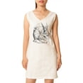 thumbnail image 1 of Lobster Quadrille Printed Vintage V-neck Linen Mini Shift Dress WDS_02 12, 1 of 1