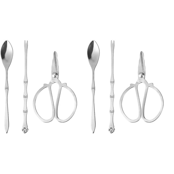Lobster Scissors 2 Sets Crab Eating Tool Seafood Knives Cooking Biscuits Accessories Kit