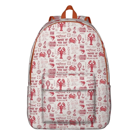 Lobster Seafood Nautical Travel Backpack – Durable Oxford Material Pattern Backpack with Large Capacity, Anti-theft Features, Comfortable Carrying for Students, Travelers, and Outdoor Activities