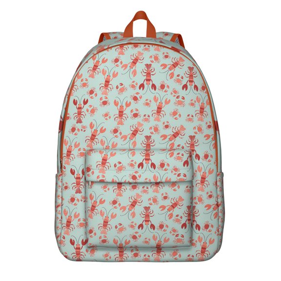 Lobster Seafood Nautical Travel Backpack – Durable Oxford Material Pattern Backpack with Large Capacity, Anti-theft Features, Comfortable Carrying for Students, Travelers, and Outdoor Activities